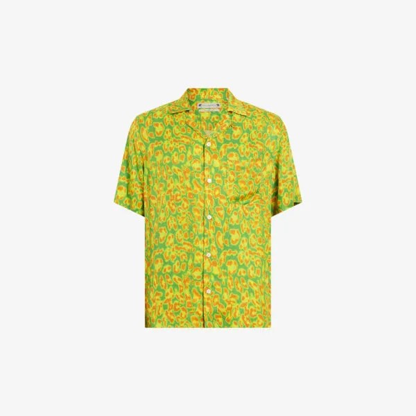 Тканая рубашка leopaz с графичным принтом Allsaints, зеленый