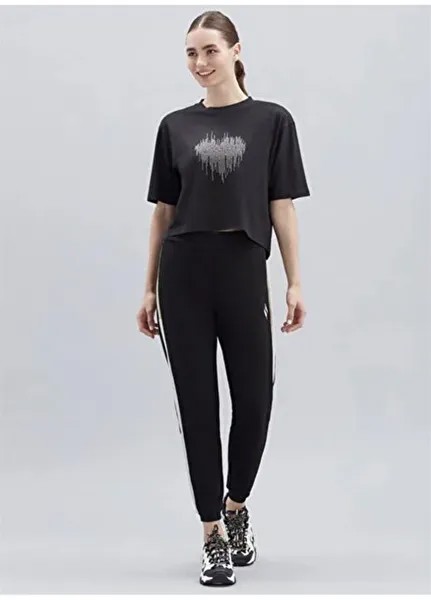 Однотонная черная женская футболка с круглым вырезом S221173-001 W Футболка с рисунком Shiny Log Skechers, черный