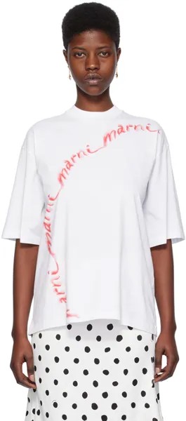 Белая футболка с принтом Marni, цвет Lily white