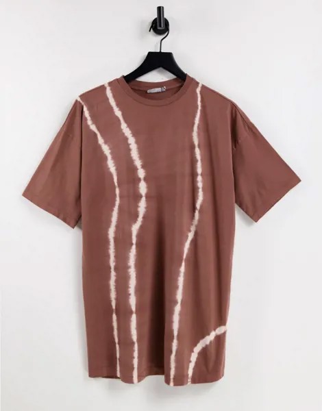 Oversized-футболка коричневого цвета с эффектом тай-дай ASOS DESIGN-Коричневый цвет
