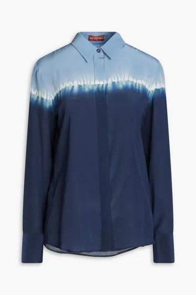 Рубашка из шелкового крепа цвета Berry Blue Shibori ALTUZARRA, нави