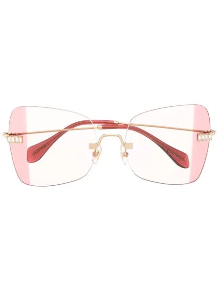 Miu Miu Eyewear солнцезащитные очки в безободковой оправе