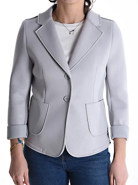 Люрекс Куртка на пуговицах без подкладки с карманами, серебро