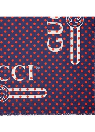 Gucci шаль в горох с логотипом
