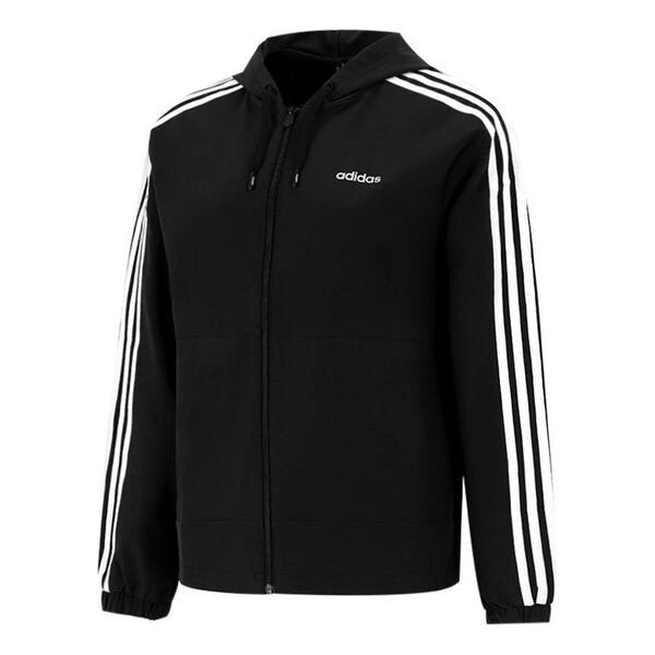 Куртка нео тренировочная спортивная полосатая свободная куртка с капюшоном Adidas, черный