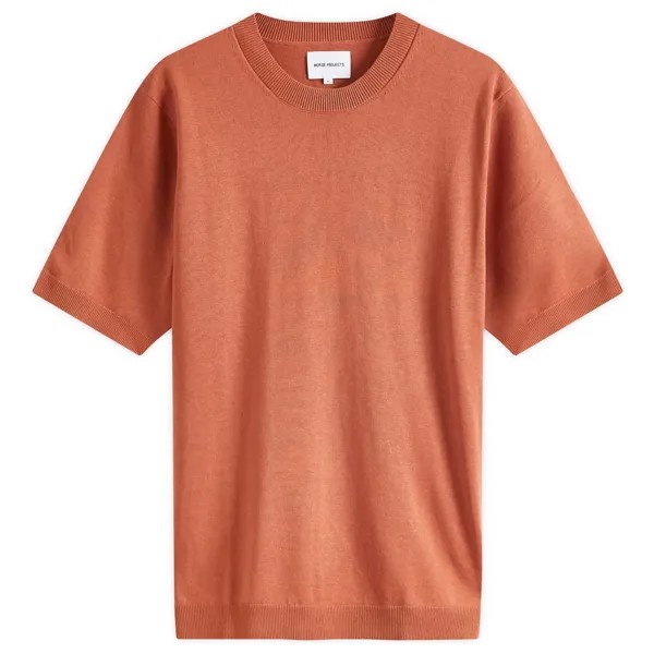 Футболка Norse Projects Rhys Knitted T-Shirt, цвет Red Clay