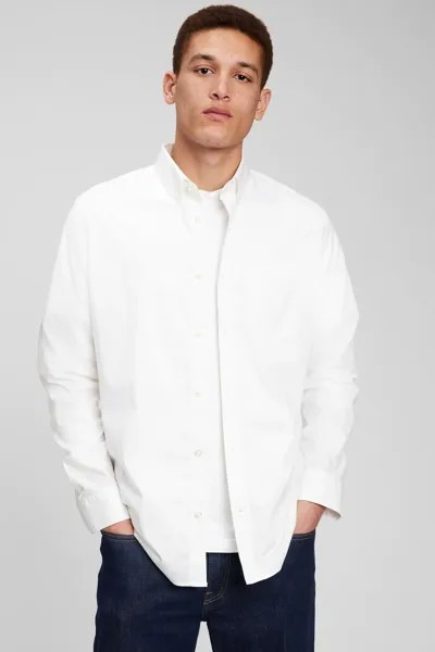 Рубашка из поплина стандартного кроя с длинными рукавами Gap, белый