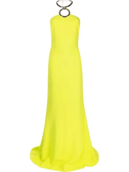 Elie Saab платье с металлическим декором, зеленый