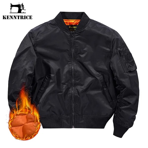 Мужская куртка-бомбер Kenntrice, Модная хлопковая стеганая куртка-пилот, Мужская зимняя однотонная черная повседневная куртка-пилот в стиле милитари, мужская одежда