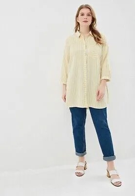 Женская длинная блузка-рубашка Junarose, белоснежный/желтый, США 18