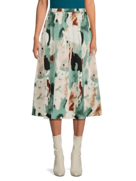 Плиссированная юбка-миди с абстрактной плиссировкой Adrianna Papell, цвет Ivory Multi