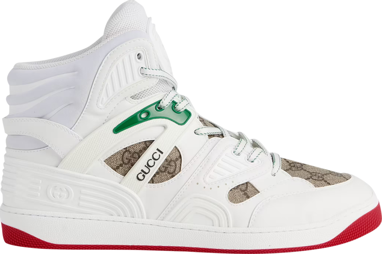 Кроссовки Gucci Basket High White Demetra Red, белый