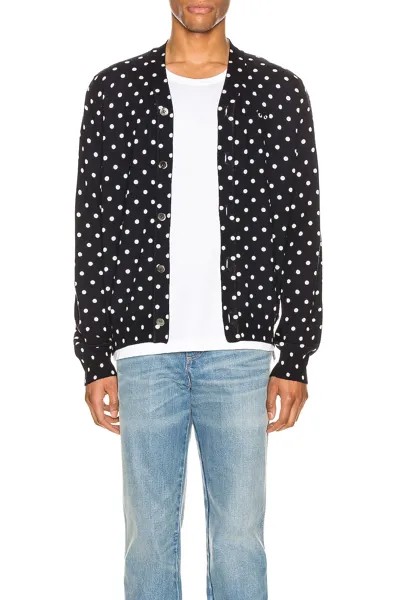 Кардиган Comme des Garçons Dot Print Wool With Black Emblem, цвет Navy & Natural