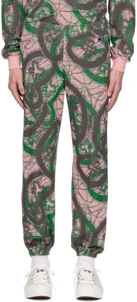Зеленые спортивные штаны на молнии NEEDLES