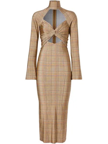 Burberry клетчатое платье миди с вырезами