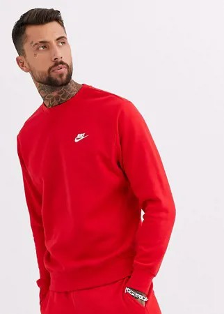 Красный свитшот с круглым вырезом Nike Tall Club