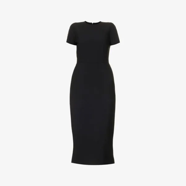 Платье миди облегающего силуэта из эластичной ткани с круглым вырезом Victoria Beckham, черный