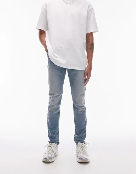 Голубые джинсы скинни Topman