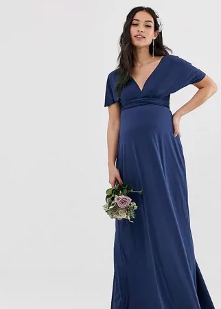 Эксклюзивное темно-синее платье-трансформер макси для подружки невесты TFNC Maternity-Темно-синий