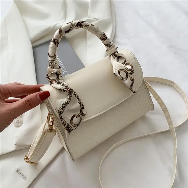 Текстурированная маленькая сумка Женская новая корейская версия моды в западном стиле Шелковый шарф Сумка на плечо Маленькая свежая сумка Messenger