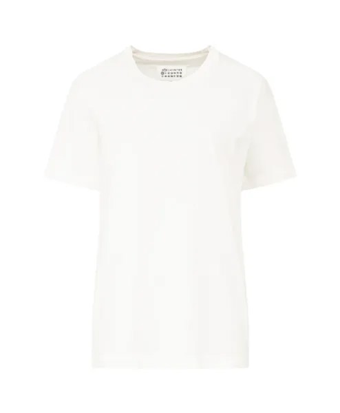 Хлопковая футболка с вышитым логотипом Maison Margiela, белый