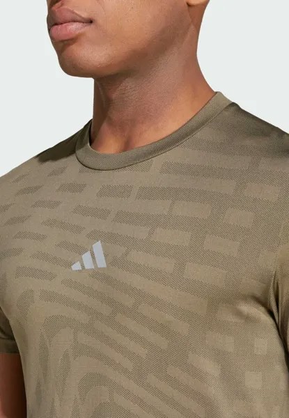 Футболка с принтом GYM+ SEAMLESS adidas, оливково-зеленый
