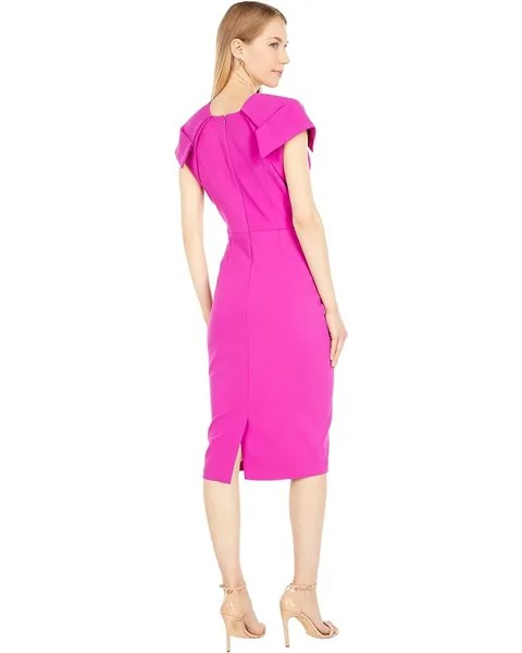 Платье Badgley Mischka V-Neck Cap Sleeve Shift Dress, фуксия