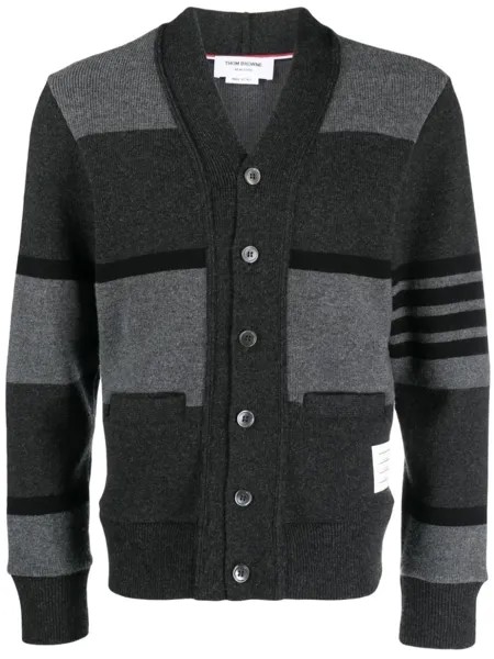 Thom Browne кардиган с полосками 4-Bar, серый