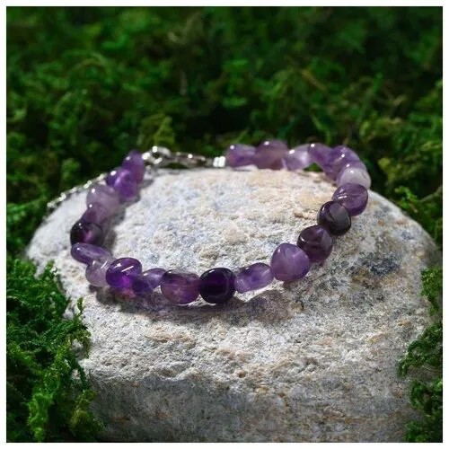 Браслет Noname, искусственный камень, фиолетовый