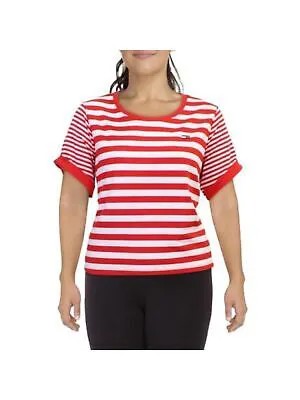 TOMMY HILFIGER SPORT Женская красная полосатая футболка с короткими рукавами и круглым вырезом Plus 3X