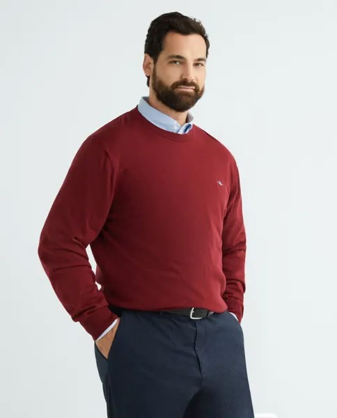 Мужской свитер из шерсти/хлопка с круглым вырезом больших размеров Gant, бордо