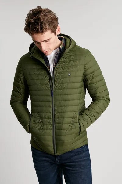 Зеленая утепленная куртка Snug с капюшоном Joules, зеленый