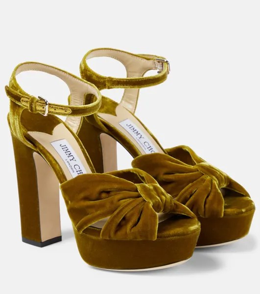 Бархатные босоножки на платформе heloise 120 Jimmy Choo, желтый