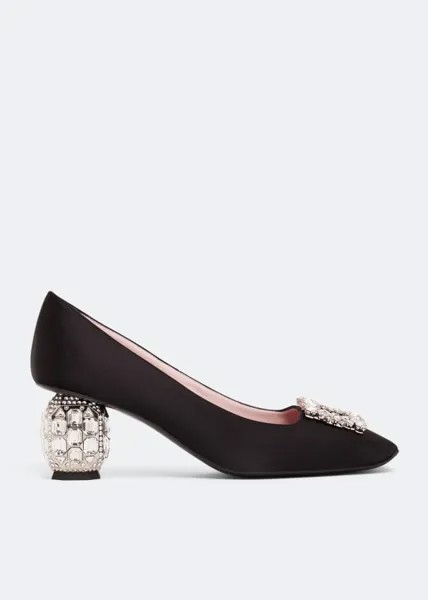 Туфли Roger Vivier Jewel Heel Rhinestone Buckle, черный