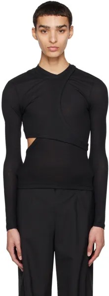 Черная модульная футболка с длинным рукавом Dion Lee