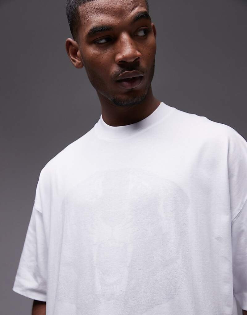 Topman – белая футболка в стиле oversize с тигровым принтом