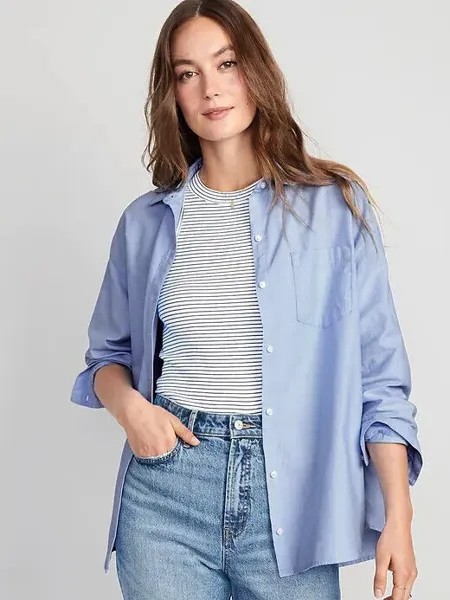 Оверсайз-рубашка бойфренда Old Navy Blue, размер L