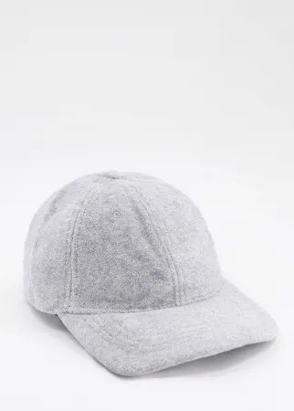 Серая бейсболка из махровой ткани ASOS DESIGN-Серый