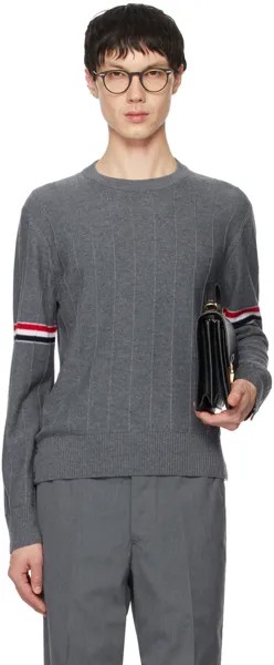 Серый свитер с защипенными швами Thom Browne