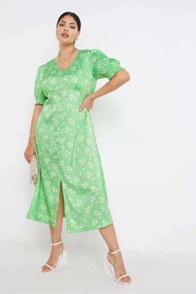 Зеленое жаккардовое платье миди с принтом Simply Be, зеленый