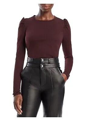 REBECCA TAYLOR Женский коричневый пуловер Slim Fit с круглым вырезом и рукавами-пуфами XS