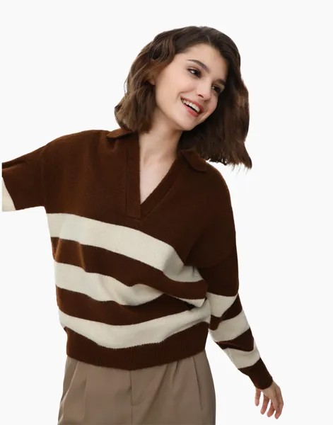 Пуловер женский Gloria Jeans GSW005858 коричневый S (40-42)