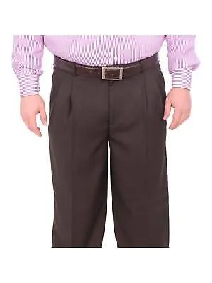 Мужские однотонные коричневые классические брюки Mazari с двойными складками и манжетами