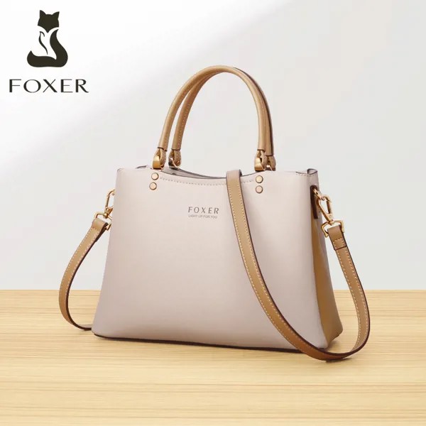 Женская сумка FOXER из спилка, элегантная дамская сумочка-тоут, деловой мессенджер через плечо, Осень-зима