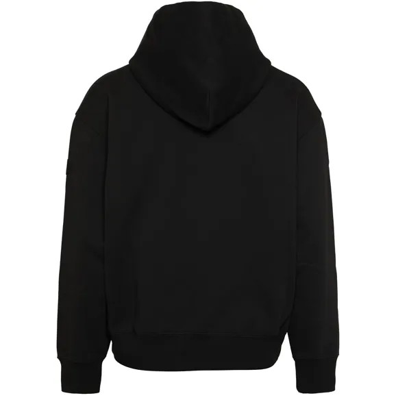 Moncler Мужчины Красный Блестящий Логотип Drawstrings Пуловер С Капюшоном Хлопок Толстовка Черный, черный