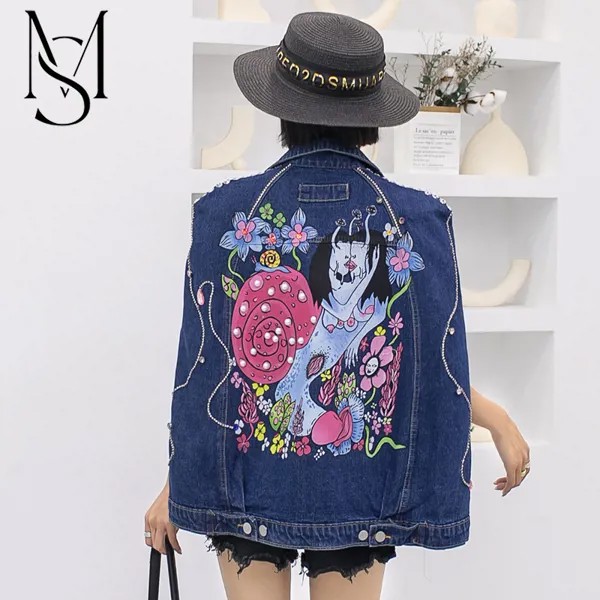 Тайланд Chaopai 2022 весна-осень новый стиль с бусинами из мультфильма джинсовое пальто универсальная шаль топ с перекрестными краями женская одежда