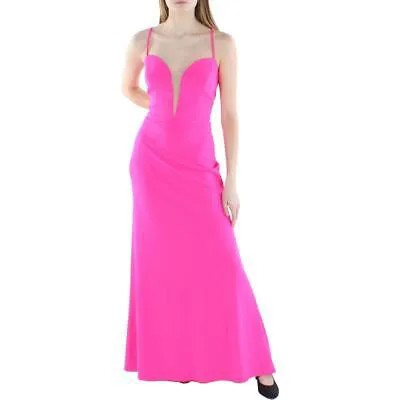 Аква женское розовое длинное вечернее платье с глубоким вырезом 12 BHFO 4012