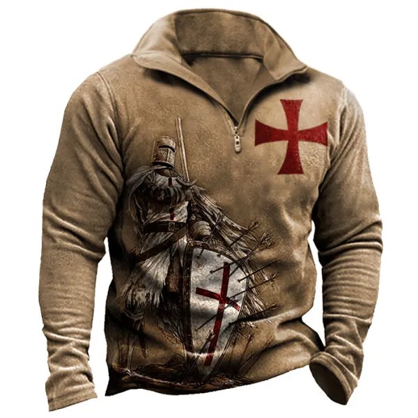 Мужская винтажная толстовка с принтом Templar Cross