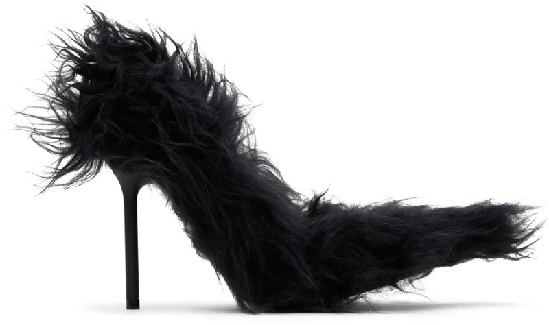 Черные туфли на каблуке 110 мм с гибким мехом Balenciaga