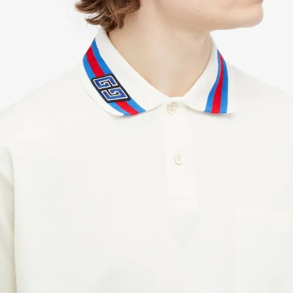 Gucci Рубашка поло с воротником и логотипом, белый